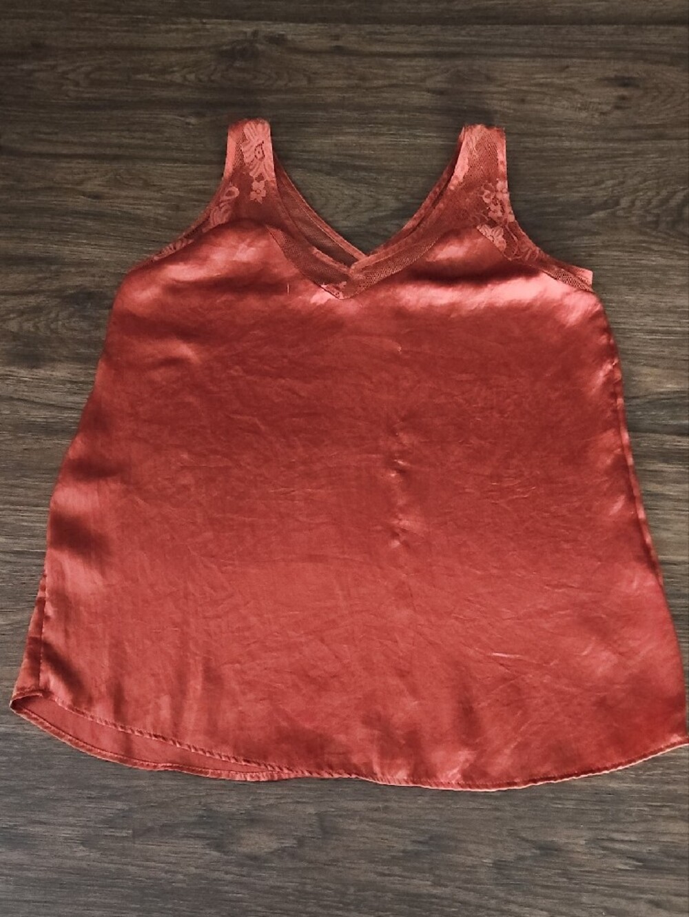 Maurices Women's Coppery Rust Lace Trim Cami Tank Top Top Medium